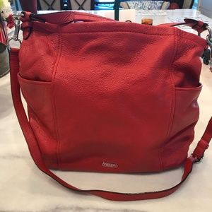 Red Coach Purse with exterior side pockets